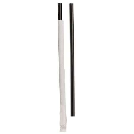 D & W Fine Pack 8.5" Giant Individually Wrapped Ebony Black Straw, PK7200 DSGW8-24-300E